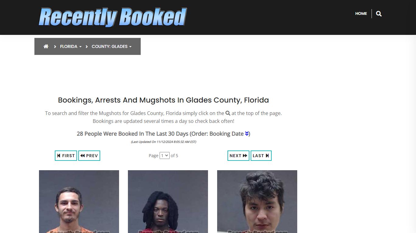 Bookings, Arrests and Mugshots in Glades County, Florida - Recently Booked