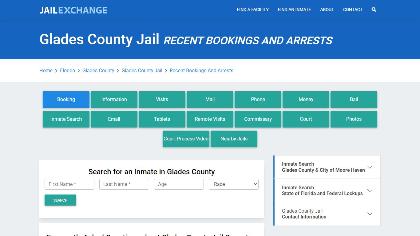 Glades County Jail Recent Bookings And Arrests - Jail Exchange